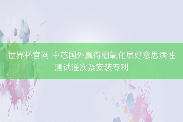 世界杯官网 中芯国外赢得栅氧化层好意思满性测试递次及安装专利