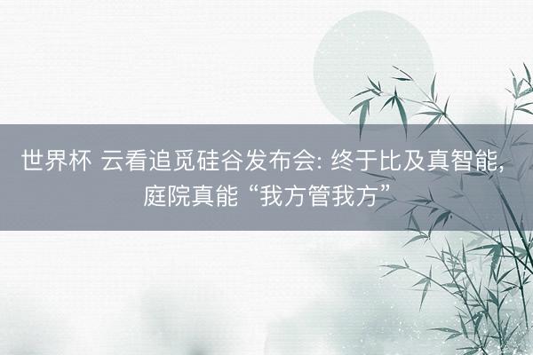 世界杯 云看追觅硅谷发布会: 终于比及真智能, 庭院真能 “我方管我方”